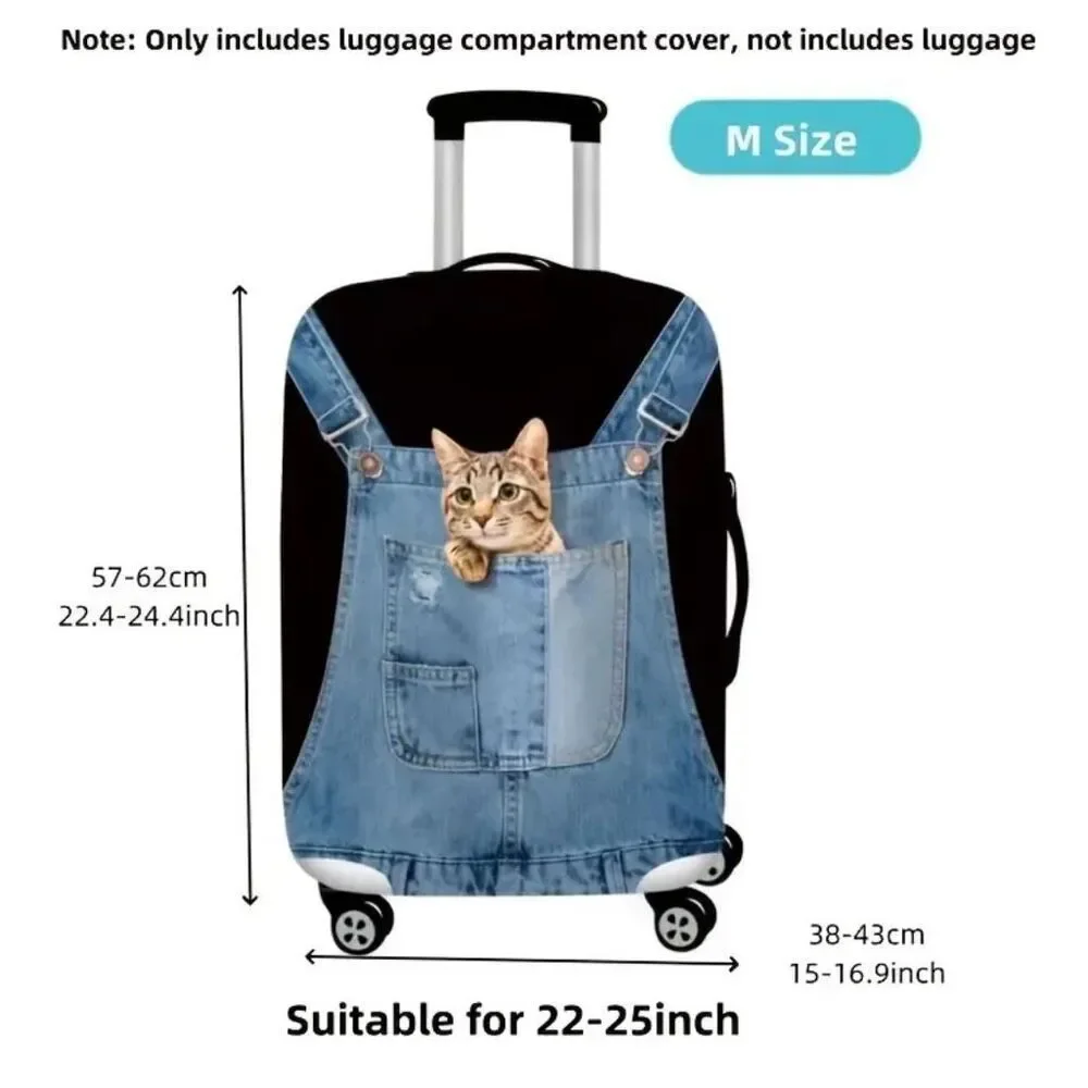 NWT Gorgeous Cat in Denim Overall Sz M 22”-25”Suitcase Luggage Elastic Cover